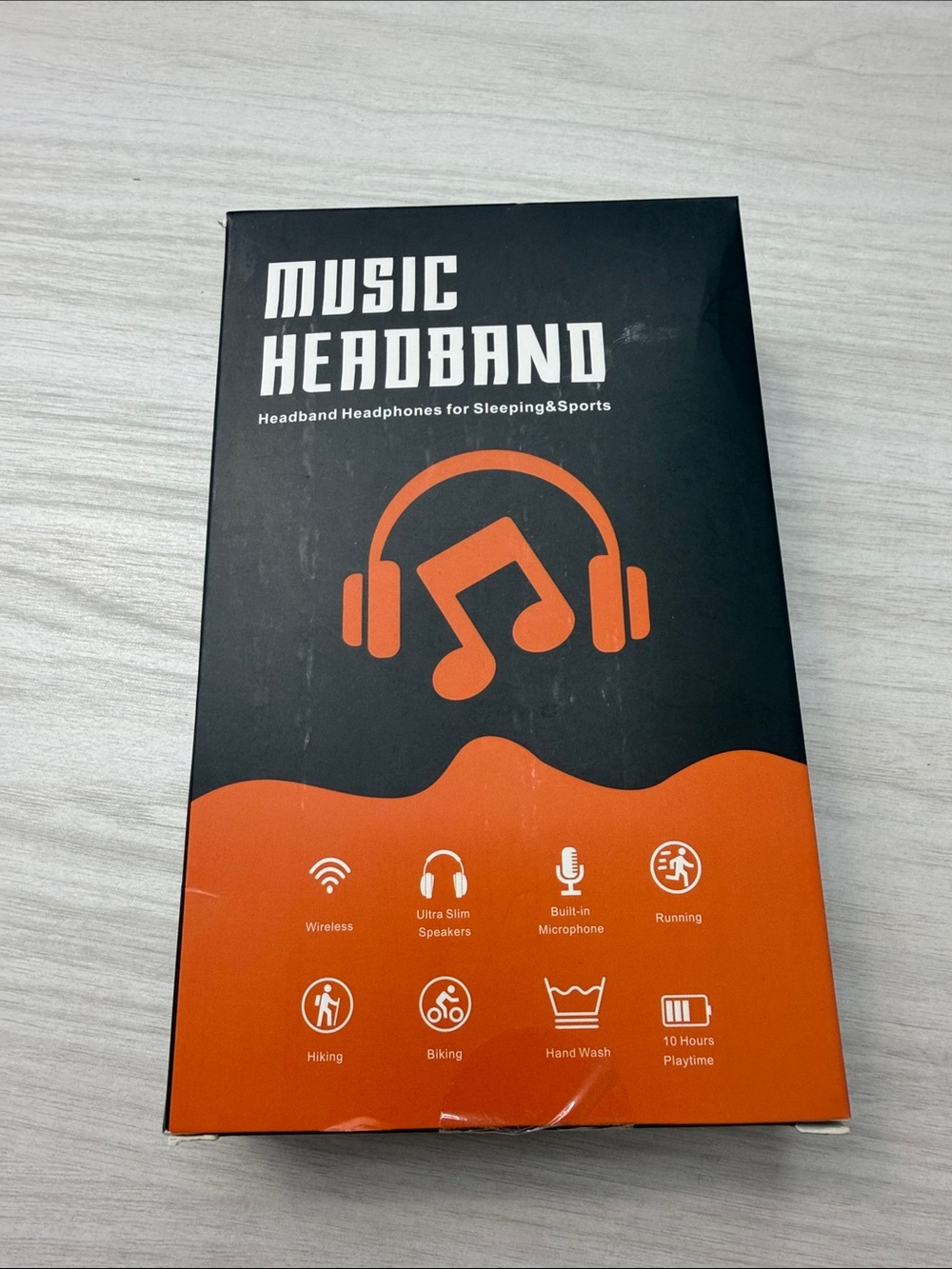 Music Headband Wireless On-Ear Headphones — Black and Orange